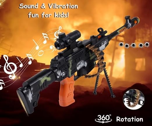 Army Machine Gun Toy with Lights & Sound for Kids