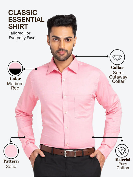 VAMAAR Men Pink Slim Fit Solid Formal Shirt