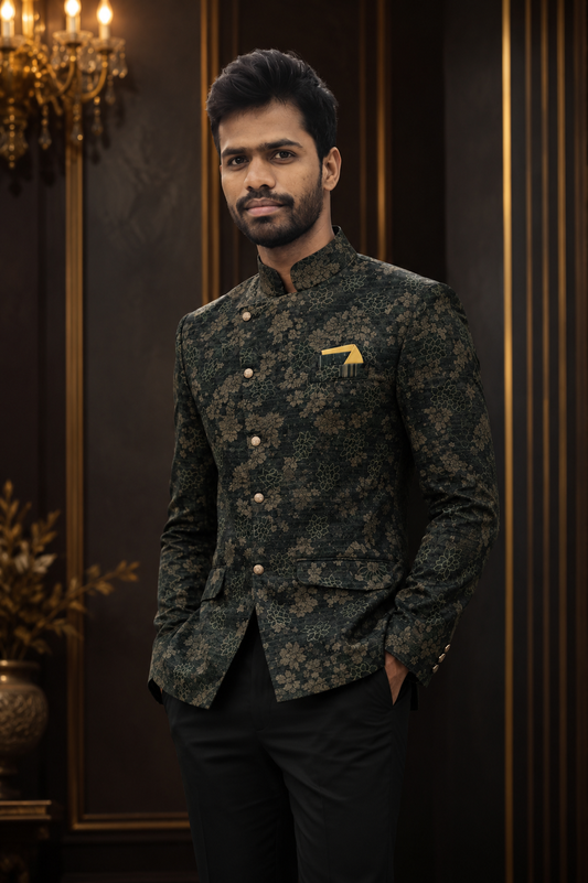 Royal Noir Premium Embroidered Sherwani Set for Men | Wedding & Reception Wear