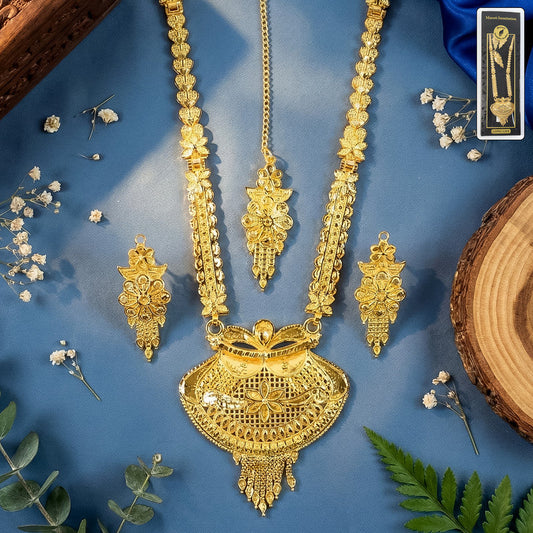 Royal Heritage Necklace, Luxurious Gold-Plated Bridal Necklace Set