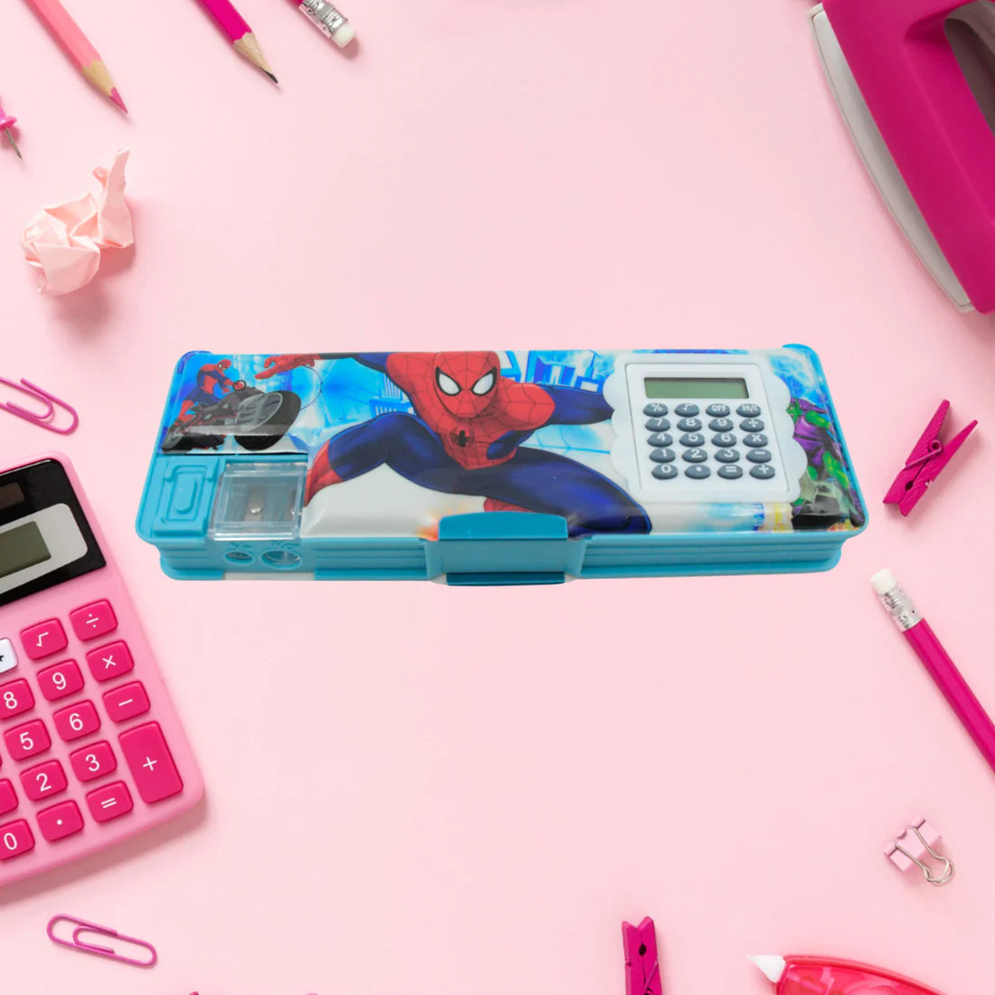 Cartoon Multi-Functional Geometry Box With Calculator & Double Sharpener
