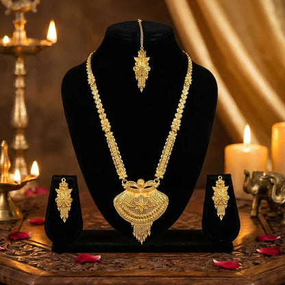 Royal Heritage Necklace, Luxurious Gold-Plated Bridal Necklace Set