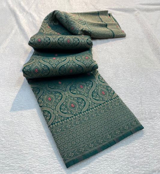 VAMAAR Premium Broket Crush Chinon Meenakari Saree – Antique Zari & Rich Pallu