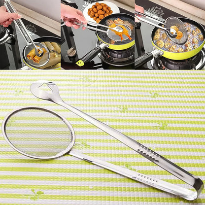 2-In-1 Stainless Steel Frying Filter Spoon & Clip Tool