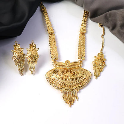 Royal Heritage Necklace, Luxurious Gold-Plated Bridal Necklace Set