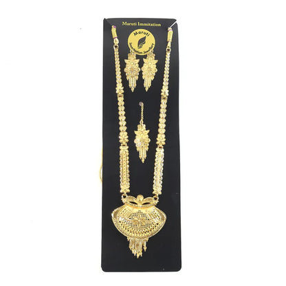 Royal Heritage Necklace, Luxurious Gold-Plated Bridal Necklace Set