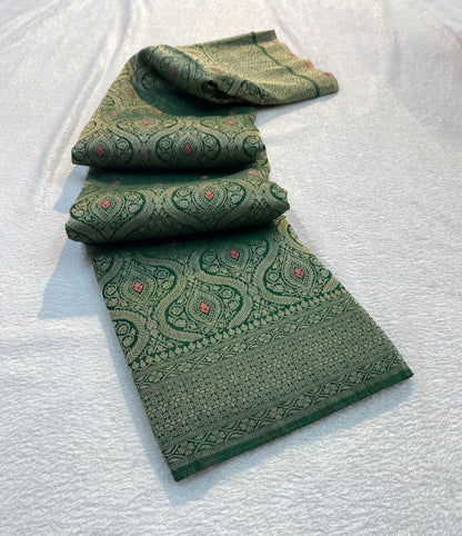 VAMAAR Premium Broket Crush Chinon Meenakari Saree – Antique Zari & Rich Pallu