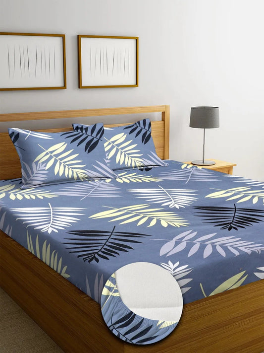 Microfiber Glace Cotton King Size fitted Bed Sheets with two pillow covers, For Home