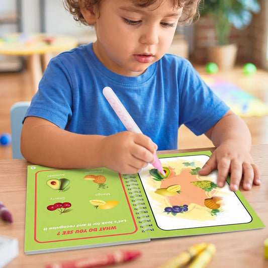 Magic Water Painting Book Set With Water Pen - Reusable Kids Coloring by DeoDap