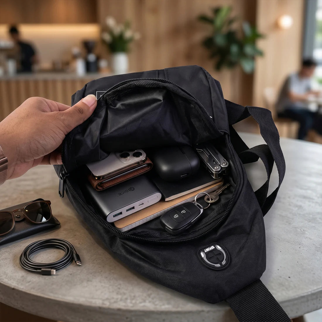 Waterproof USB Charging Sling Bag