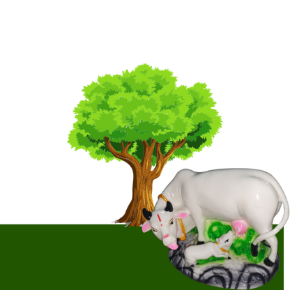 Kamdhenu Cow and Calf Idol,Hasu Karu Idols Vastu Gau MATA, Vasthu Nandi Pooja Sculpture