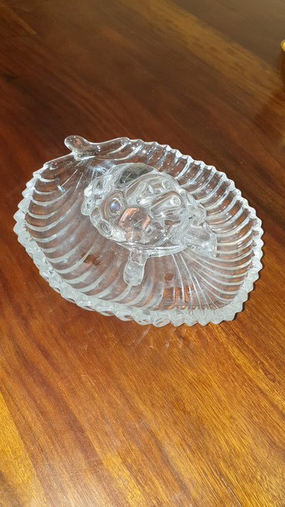 Glass Turtle with Leaf-Shaped Glass Plate | Good Luck & Prosperity Showpiece for Home, Office & Gifting | Decorative Vastu Tortoise