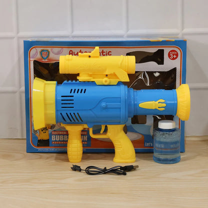 Automatic Rechargeable Bubble Gun Toy With Lights For Kids