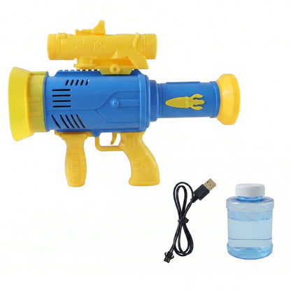 Automatic Rechargeable Bubble Gun Toy With Lights For Kids