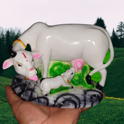 Kamdhenu Cow and Calf Idol,Hasu Karu Idols Vastu Gau MATA, Vasthu Nandi Pooja Sculpture