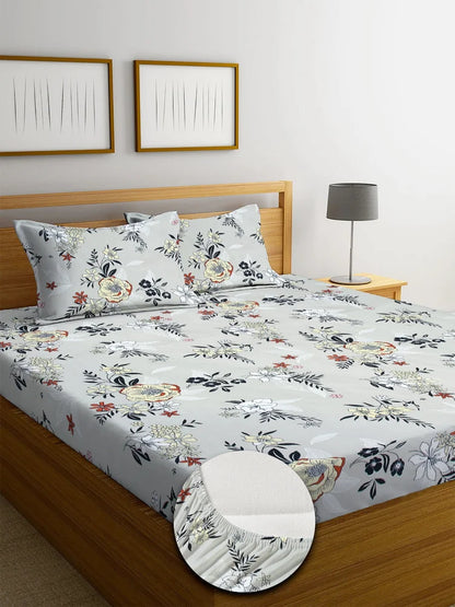 Cotton King Size fitted Bed Sheets with two pillow covers
