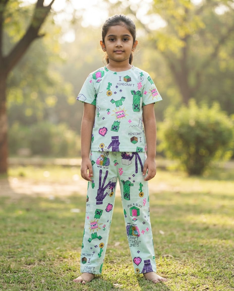 Fine Print Cool Cotton Kids Set – Soft &amp; Stylish Everyday Wear