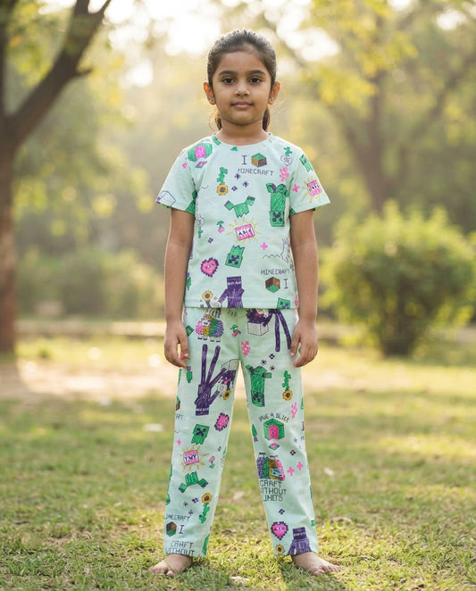 Fine Print Cool Cotton Kids Set – Soft &amp; Stylish Everyday Wear