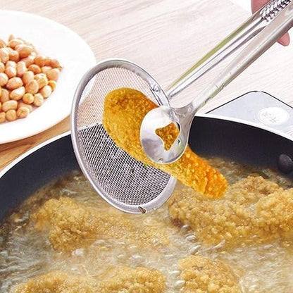 2-In-1 Stainless Steel Frying Filter Spoon & Clip Tool