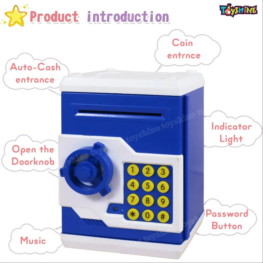 ATM Electronic Piggy Bank Money Box for Kids | Password Protected Cash & Coin Saving Box with Auto Cash Deposit | Plastic Mini Safe Bank