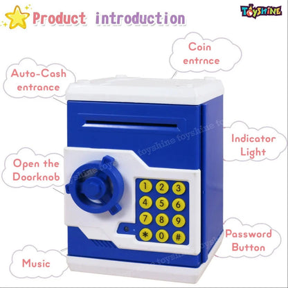 ATM Electronic Piggy Bank Money Box for Kids | Password Protected Cash & Coin Saving Box with Auto Cash Deposit | Plastic Mini Safe Bank