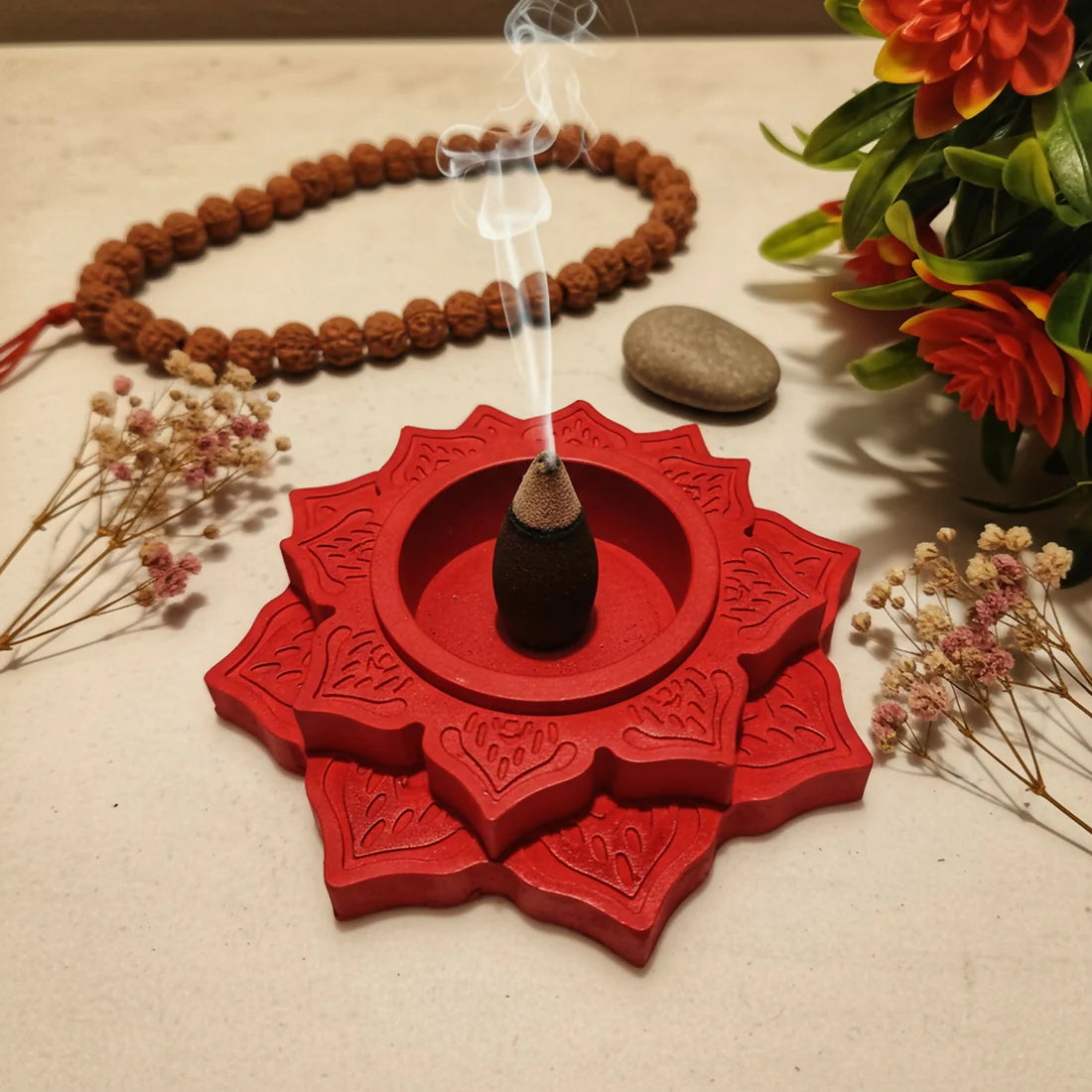 Lotus Shape Decorative Diya ,Candle Holder - Rose Gold