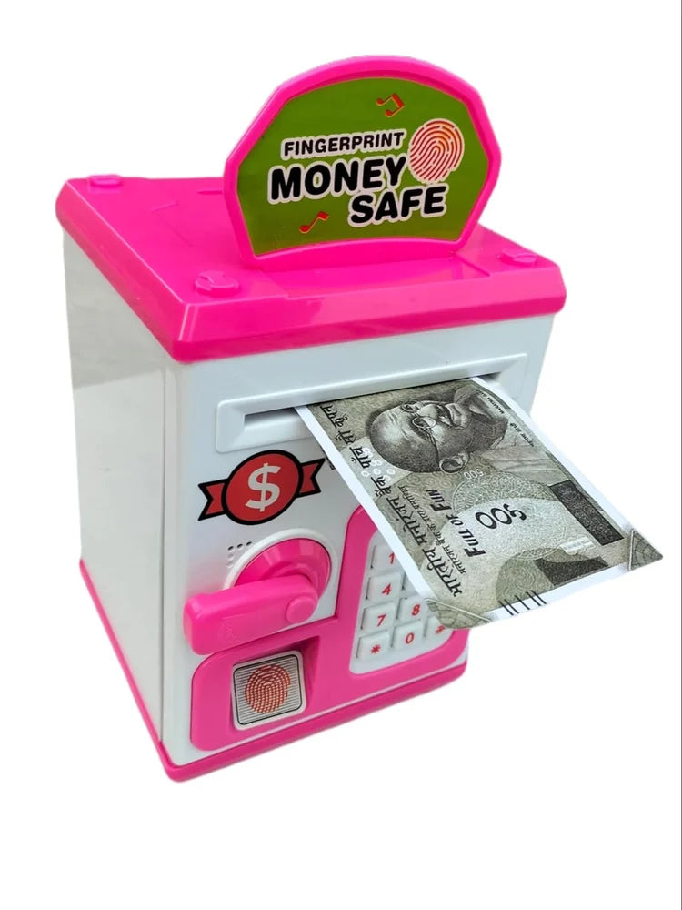 ATM Electronic Piggy Bank Money Box for Kids | Password Protected Cash & Coin Saving Box with Auto Cash Deposit | Plastic Mini Safe Bank