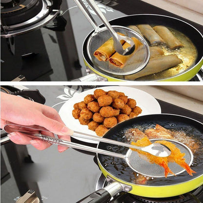 2-In-1 Stainless Steel Frying Filter Spoon & Clip Tool