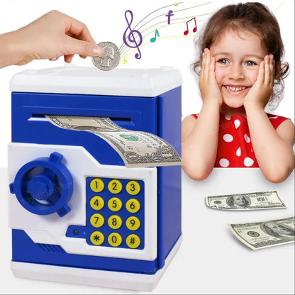 ATM Electronic Piggy Bank Money Box for Kids | Password Protected Cash & Coin Saving Box with Auto Cash Deposit | Plastic Mini Safe Bank