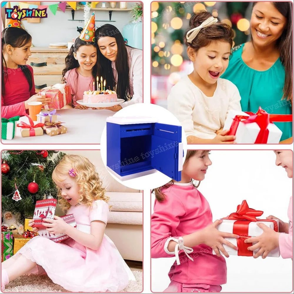 ATM Electronic Piggy Bank Money Box for Kids | Password Protected Cash & Coin Saving Box with Auto Cash Deposit | Plastic Mini Safe Bank