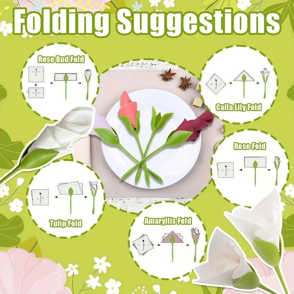 Flower Shaped Napkin Holder, Rose Shape Tissue Paper Holder Clips Decorative Floral Tissue Holder, Creative Bloom Leaf Design, Elegant Dining Table Centrepiece Decor
