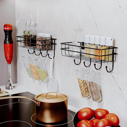 Metal Bathroom Organiser Without Drill - Bathroom Rack | Bathroom Shelves | Self Adhesive Bathroom Shelf | washroom Storage Organizer with Magic Stickers (Pack of 2)