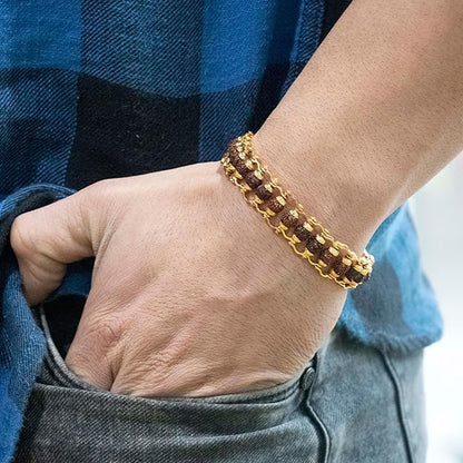 Gold Plated Modern Rudraksha Bracelet | Authenticity Certificate | Bracelet for Medidation and Prayers | Unisex Design for Men and Women