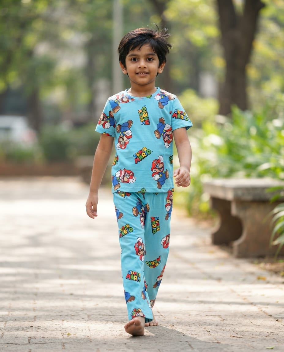 Fine Print Cool Cotton Kids Set – Soft &amp; Stylish Everyday Wear