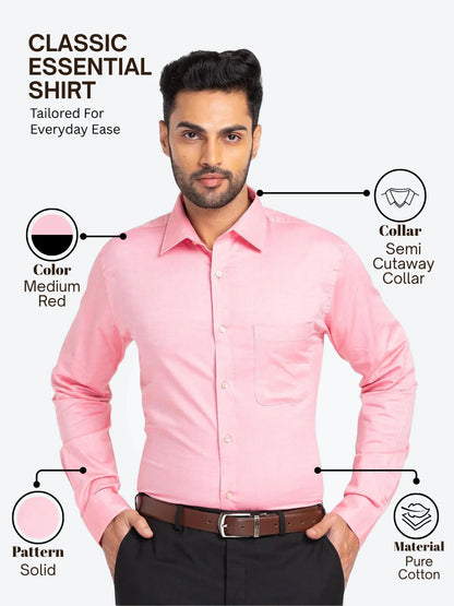 VAMAAR Men Pink Slim Fit Solid Formal Shirt
