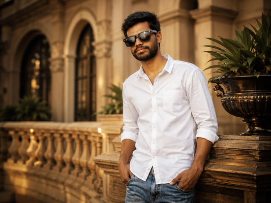 VAMAAR Premium Linen Slim Fit White Shirt for Men – Elegant Formal & Casual Wear