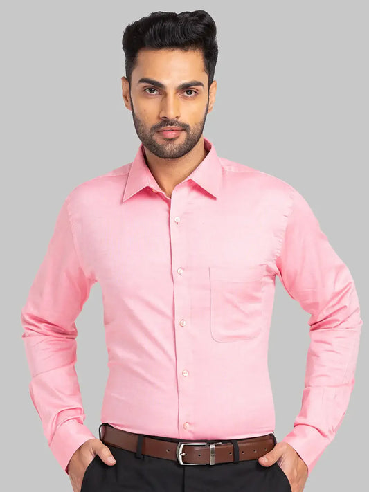 VAMAAR Men Pink Slim Fit Solid Formal Shirt