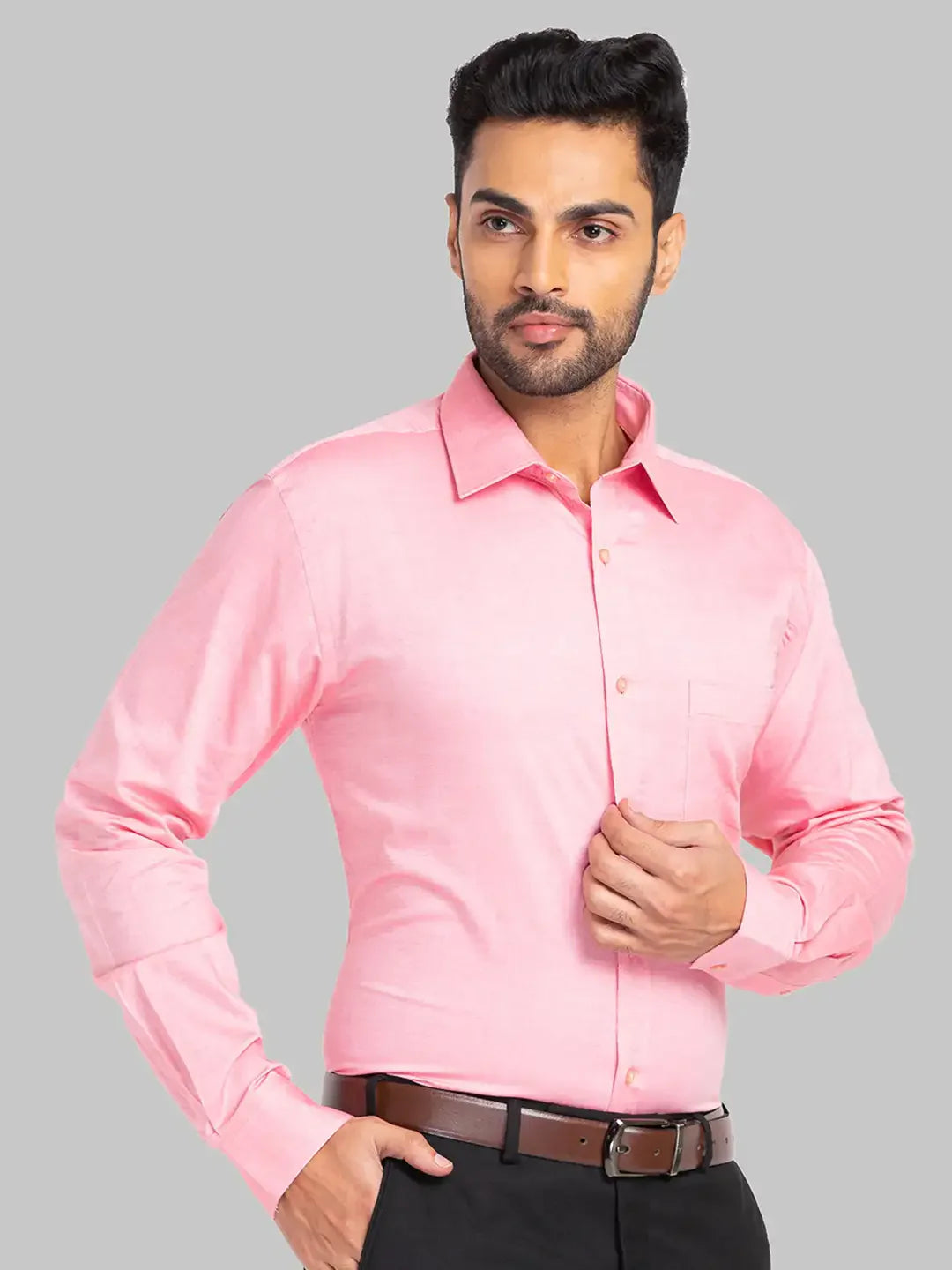 VAMAAR Men Pink Slim Fit Solid Formal Shirt