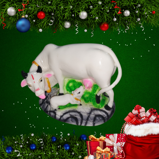 Kamdhenu Cow and Calf Idol,Hasu Karu Idols Vastu Gau MATA, Vasthu Nandi Pooja Sculpture