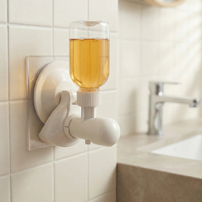 Wall-Mount Liquid Soap Dispenser With Suction Cup - White Plastic by VelvetBubbles