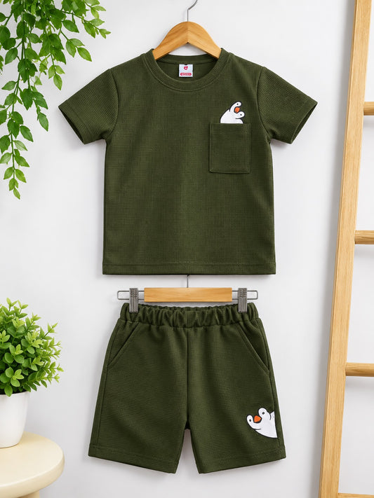 Kids Waffle Printed Set – Soft & Stylish Casual Wear for Boys & Girls