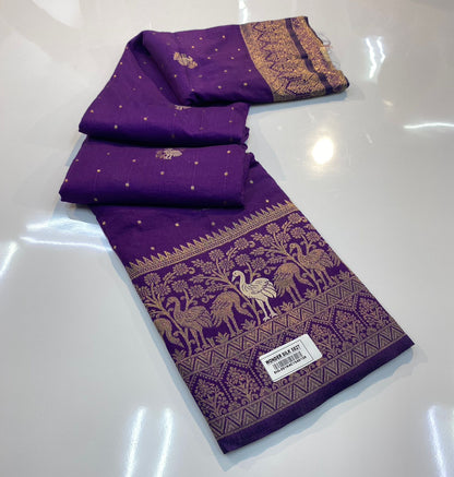 VAMAAR Premium Wonder Silk Saree – Full Gold Zari Weave with Rich Contrast Pallu & Blouse