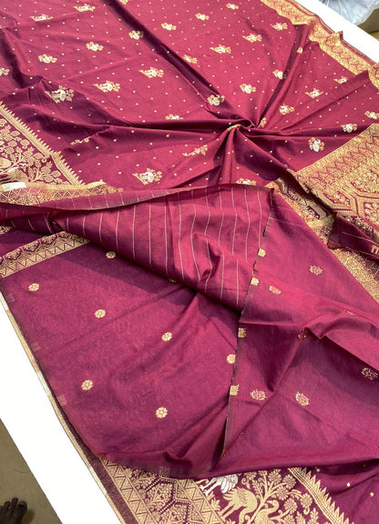 VAMAAR Premium Wonder Silk Saree – Full Gold Zari Weave with Rich Contrast Pallu & Blouse