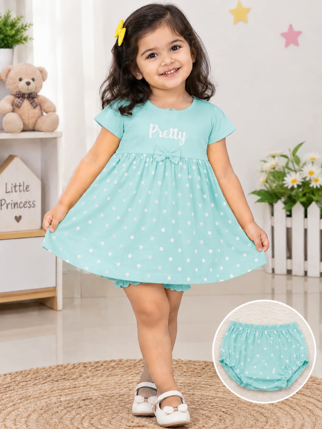 VAMAAR Pretty Month Cotton Frock for Newborn Baby Girls – 100% Cotton Bio-Wash