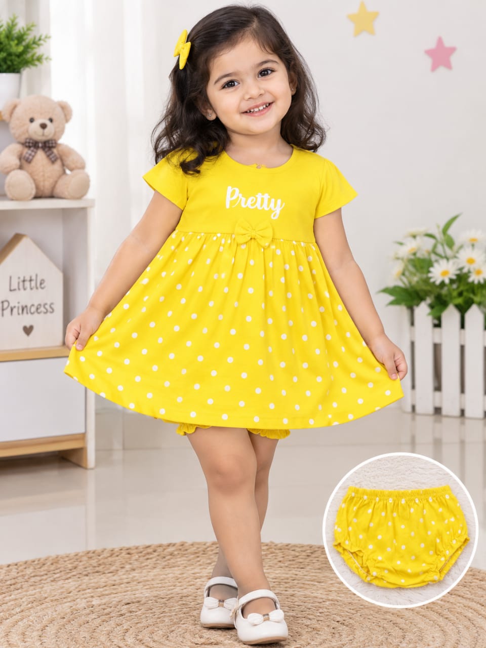 VAMAAR Pretty Month Cotton Frock for Newborn Baby Girls – 100% Cotton Bio-Wash